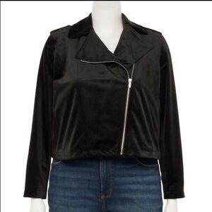 NWT Lauren Conrad Black Suede Moto Jacket‎ in Size 3X, 0X